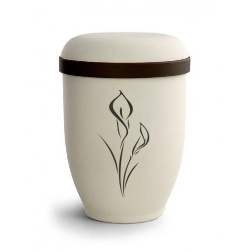 Biodegradable Urn (Natural Stone with Calla Lily Design)